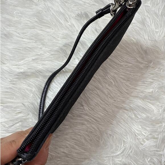 Vintage COACH y2k Black Metallic Silver Signature Canvas Wristlet - Picture 4 of 8